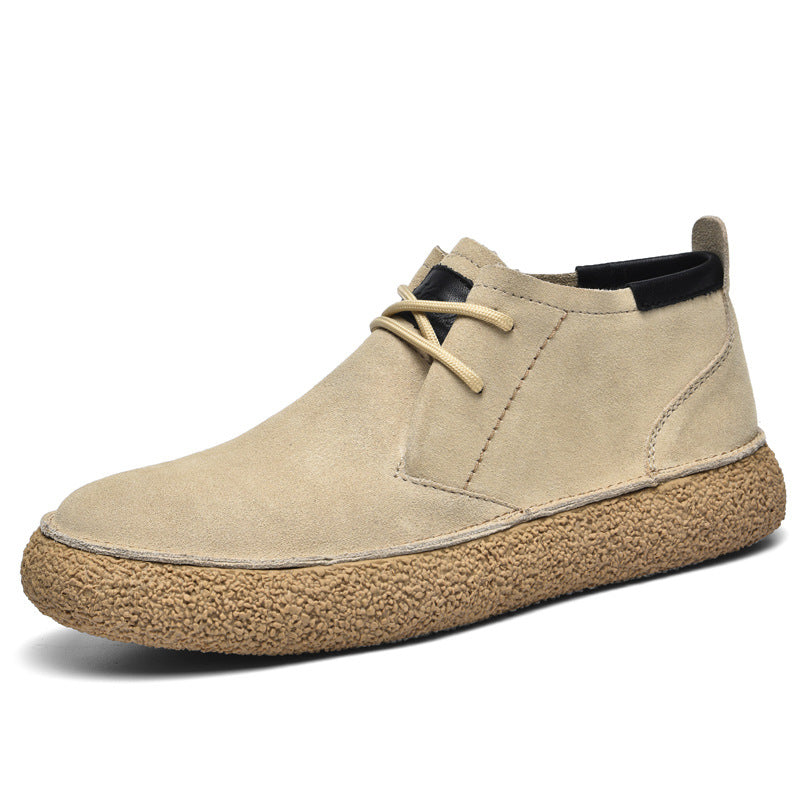 Men's Mid-Top Loafers with Textured Sole and Lace-Up Front